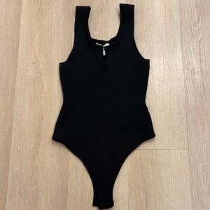 L happily grey Black Ribbed Kids One-Piece Bodysuit